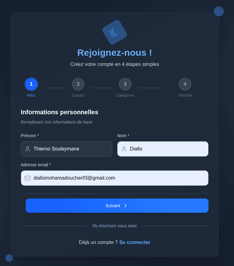 Formulaire d'inscription